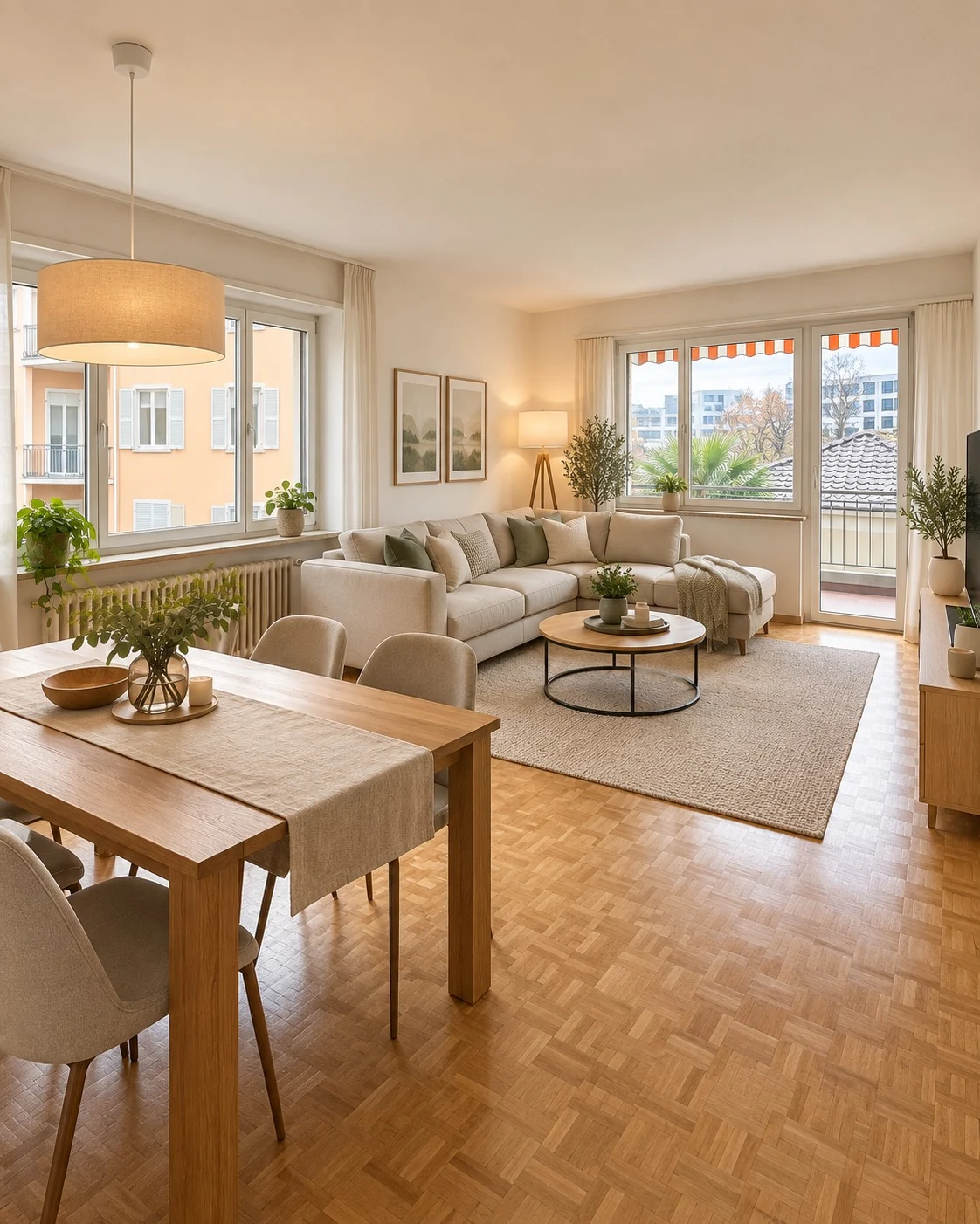 Wohnung an der Via Lavizzari 7 in Locarno: Wohnzimmer · Nachher